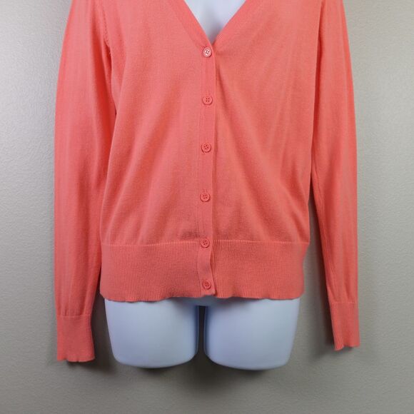 Faded Glory Coral Long Sleeve Button Front Cardigan Size Small - Picture 3 of 5
